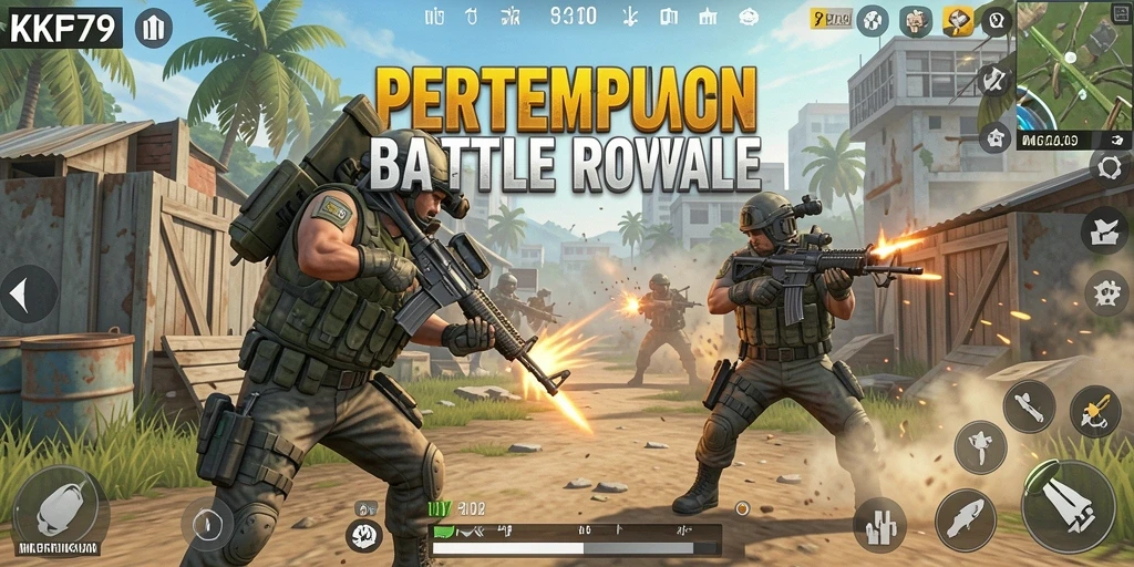 Gameplay KPK79 yang seru dalam pertempuran Battle Royale.