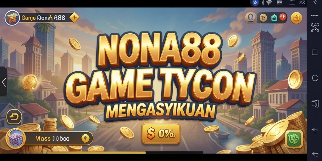 Screenshot utama NONA88 menunjukkan gameplay simulasi bisnis yang seru.