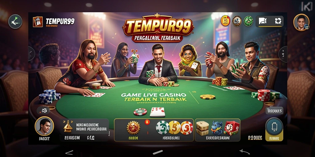 Tampilan mendebarkan dari gameplay Live Casino dalam TEMPUR99.